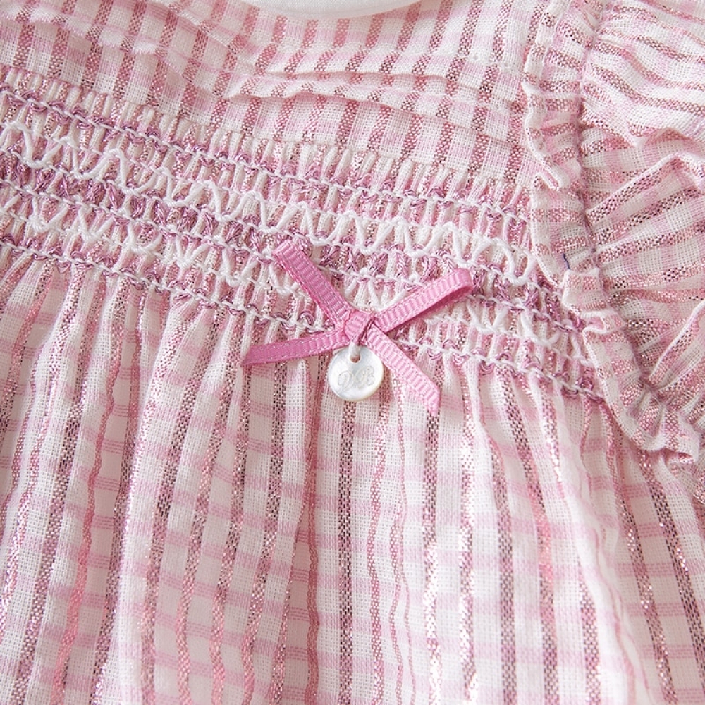 Summer baby girl's princess bow striped ruched dress