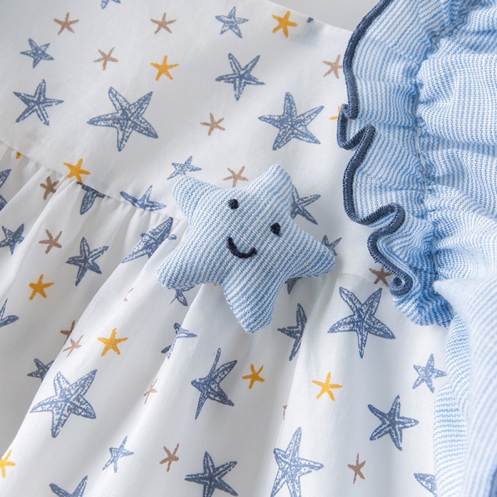 Baby girl's princess stars print ruched dress